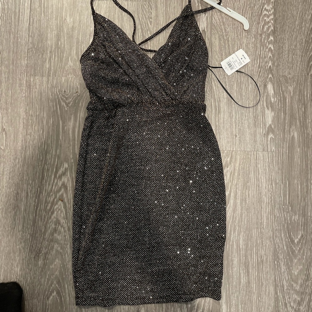2 sparkly black dresses